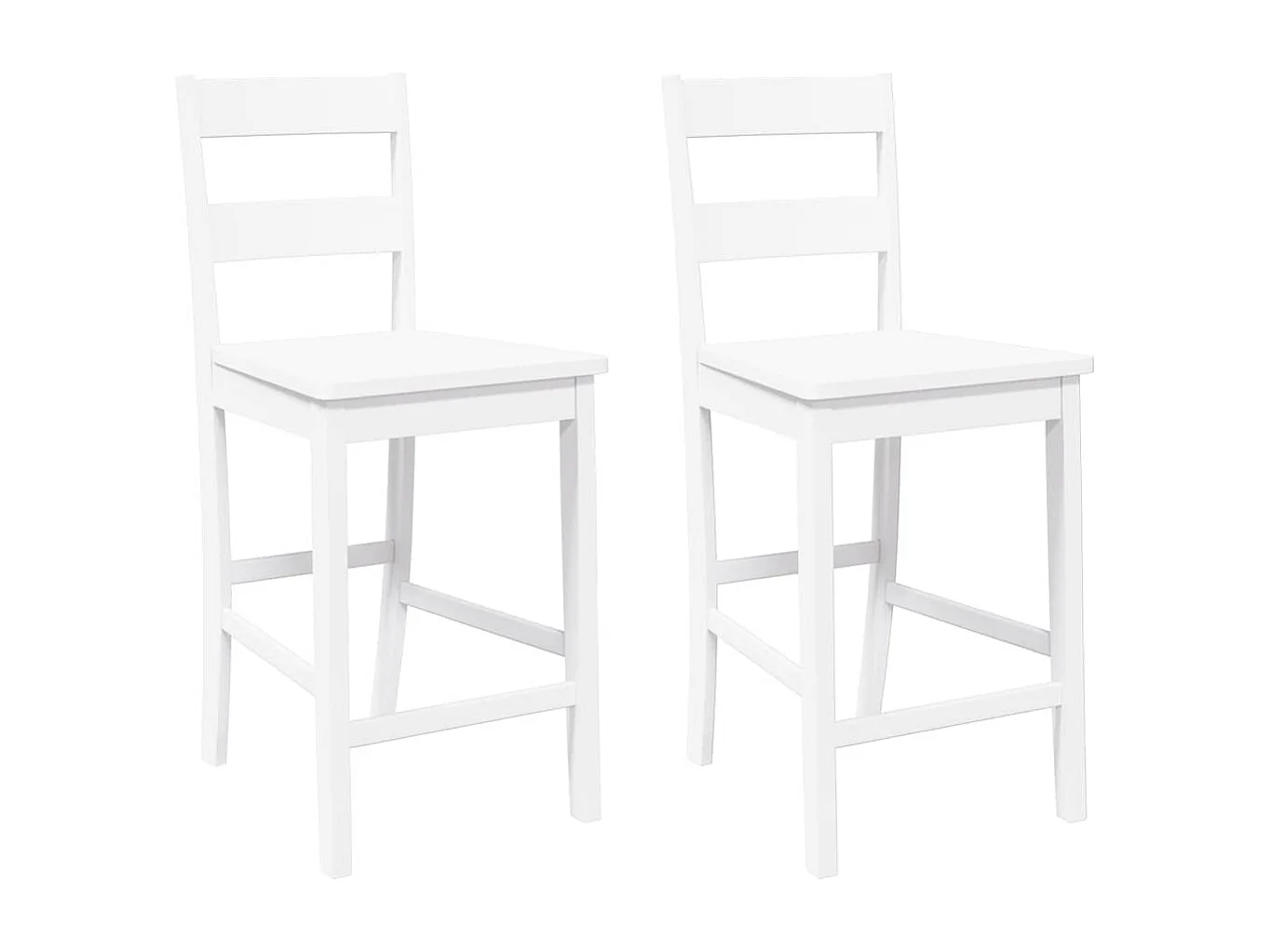 Tabourets de bar 2 pcs blanc bois massif d'hévéa
