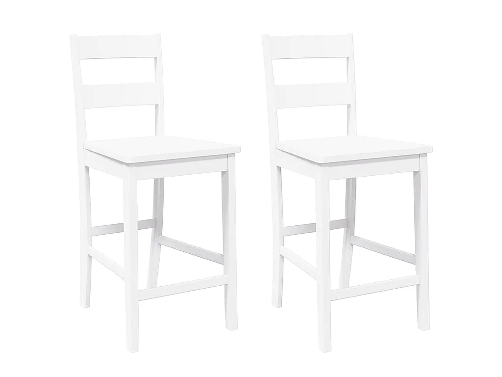 Bancos de bar 2 pcs madeira de seringueira maciça branco
