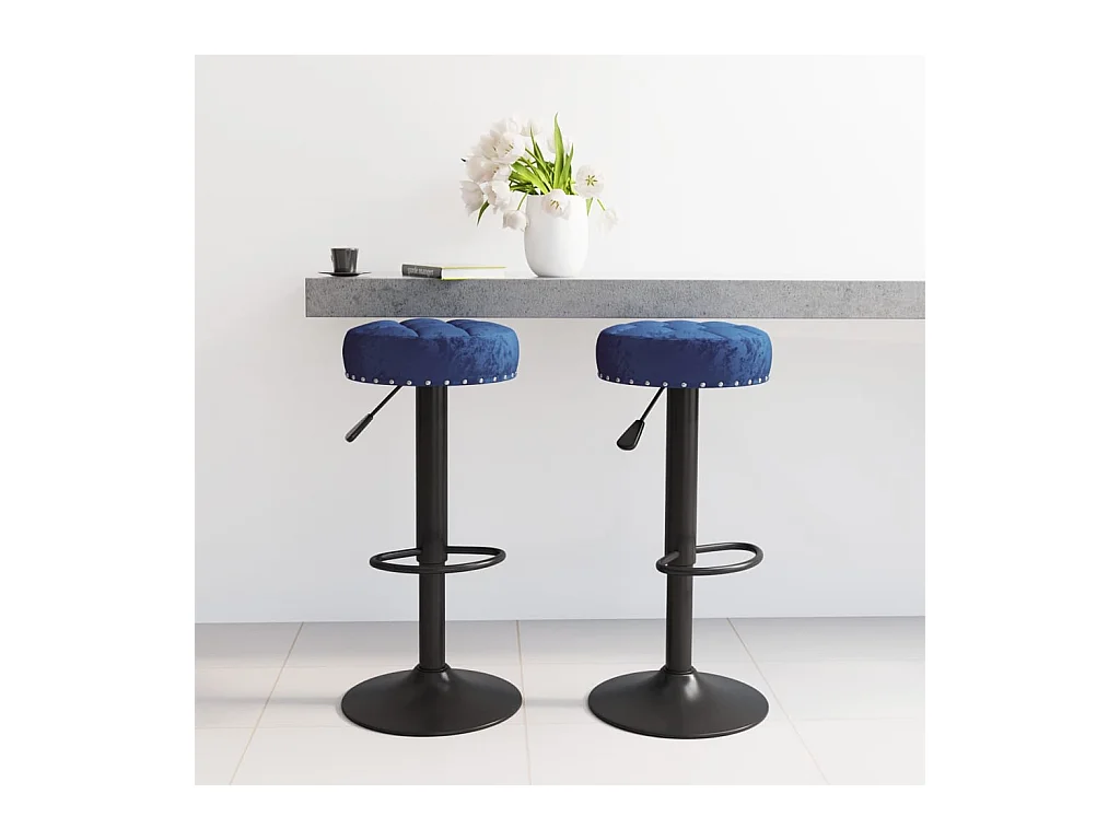 Tabourets de bar lot de 2 bleu velours