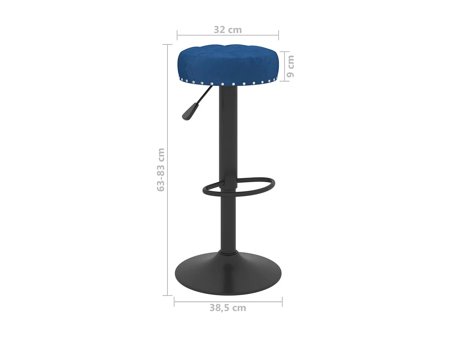 Tabourets de bar lot de 2 bleu velours