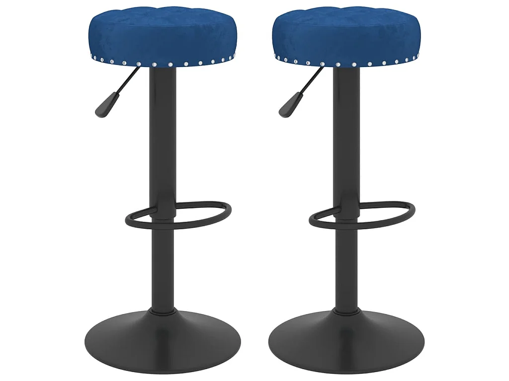 Tabourets de bar lot de 2 bleu velours