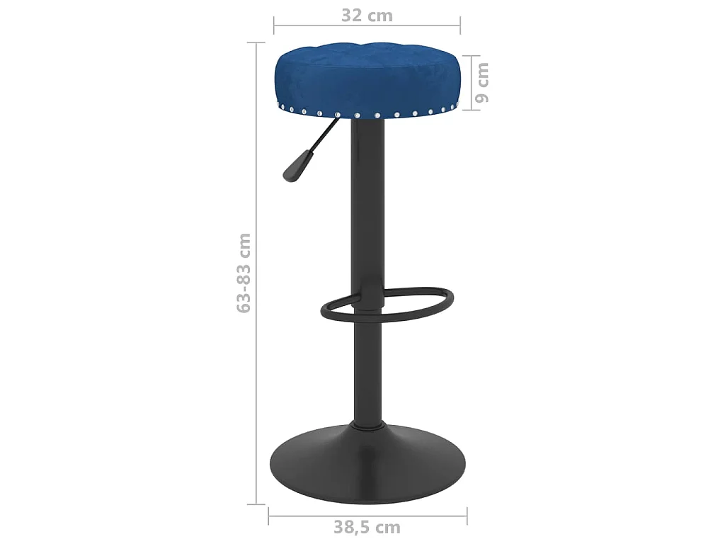 Tabourets de bar lot de 2 bleu velours