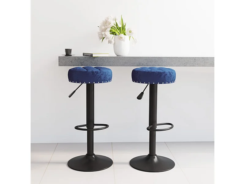 Barkrukken 2 st fluweel blauw