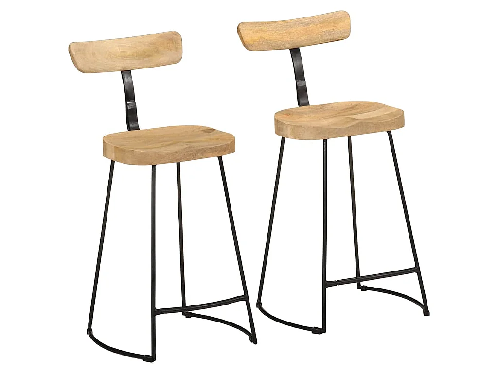 Sgabelli da Bar 2 pz 49x43x88 cm in Legno Massello di Mango