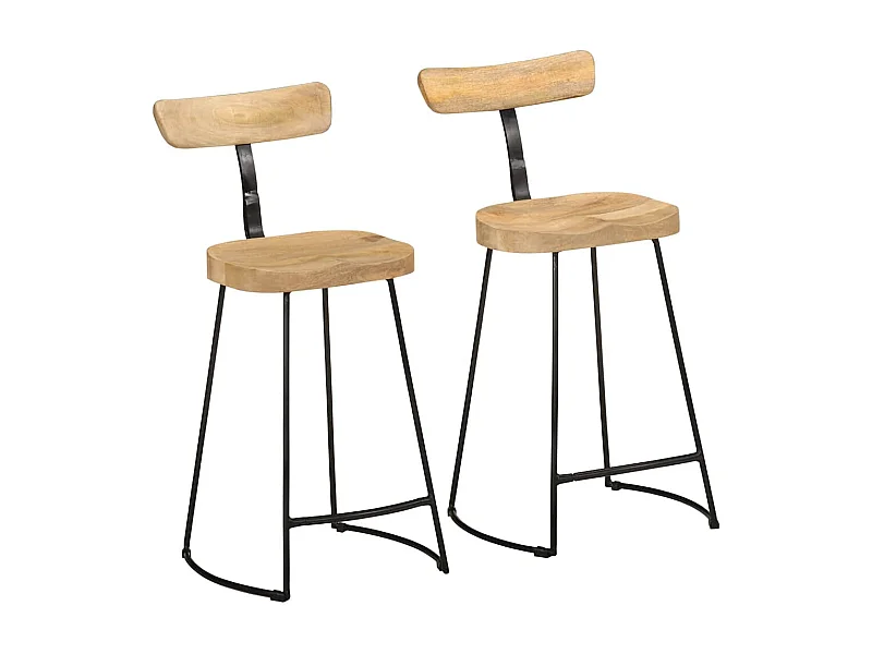 Tabourets de bar lot de 2 49x43x88 cm bois de manguier massif