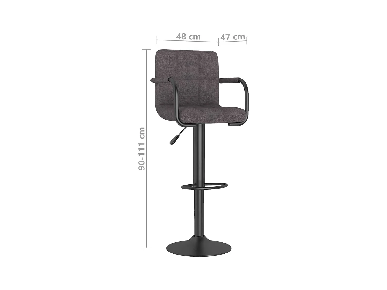 Tabourets de bar lot de 2 taupe tissu