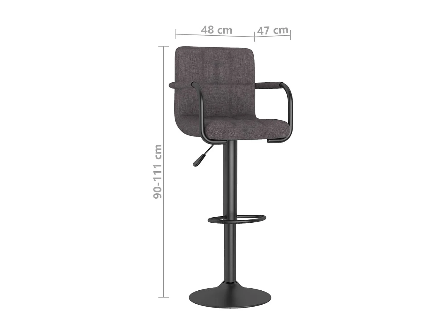 Tabourets de bar lot de 2 taupe tissu