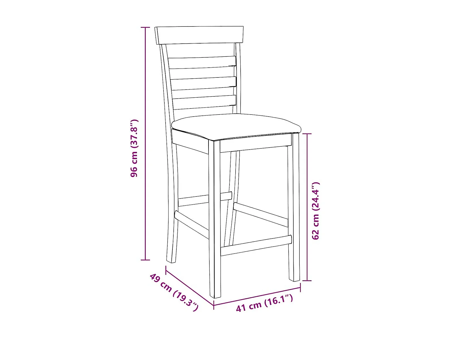 Barhocker mit Kissen 2 Stk. Natur Massivholz Gummibaum