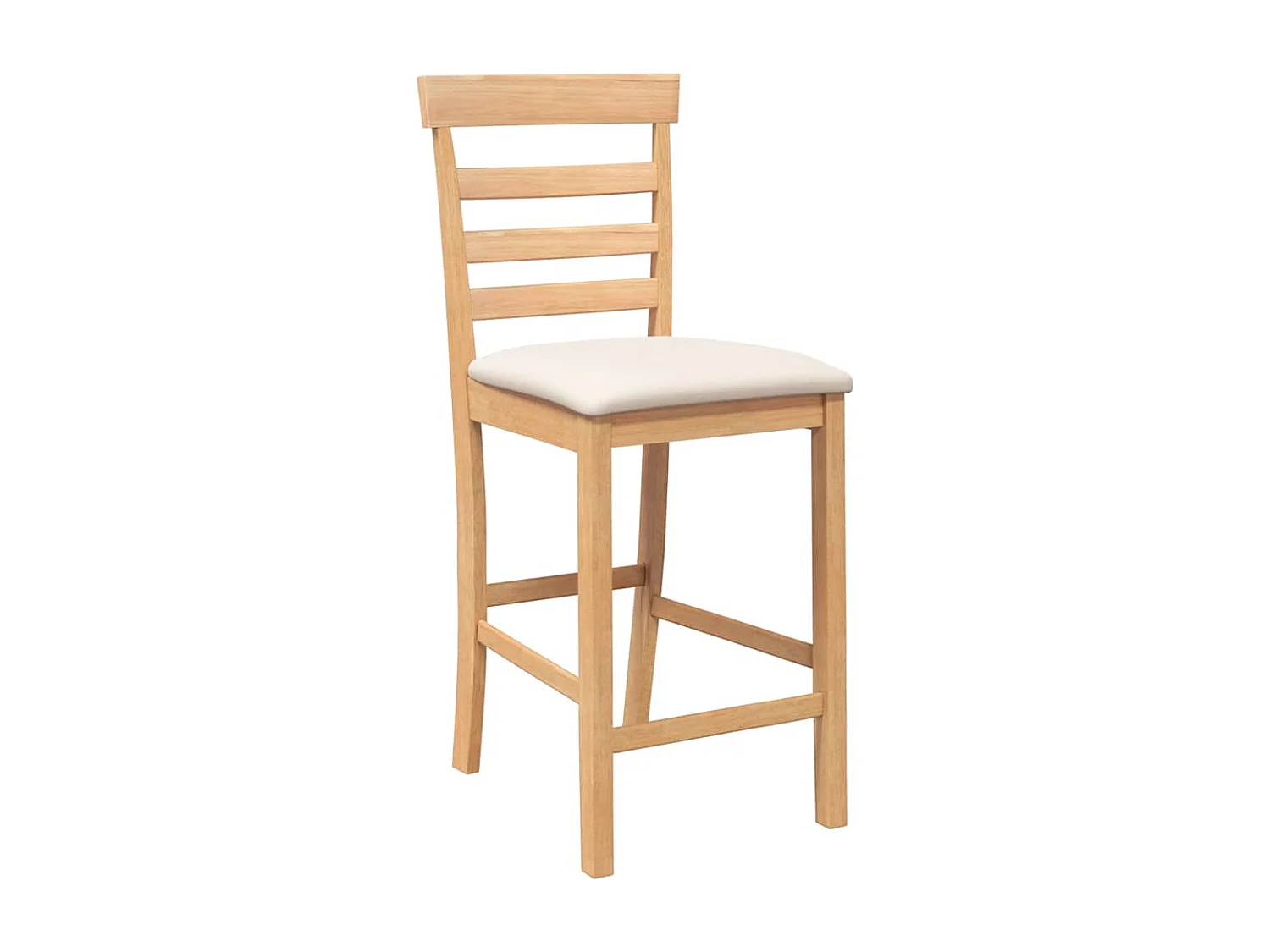 Barhocker mit Kissen 2 Stk. Natur Massivholz Gummibaum