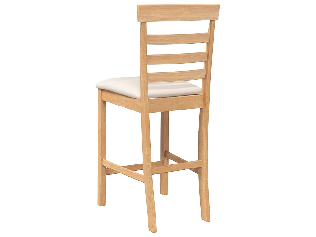Barkrukken met kussens 2 st massief hout naturel rubber