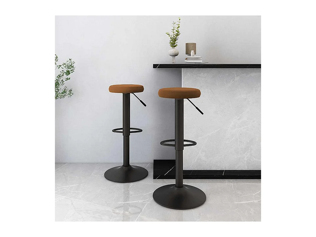 Tabourets de bar lot de 2 marron velours