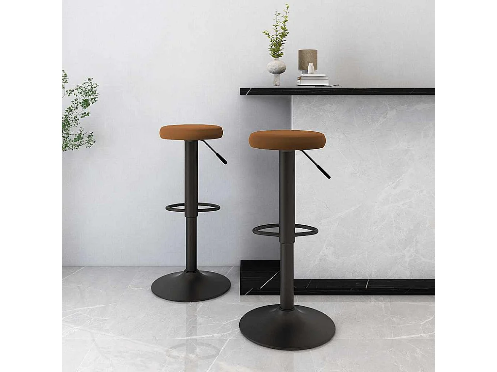 Bancos de bar 2 pcs veludo castanho