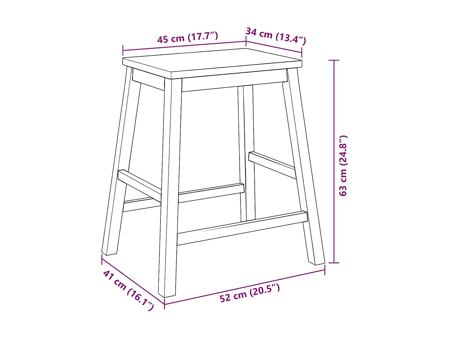 Barstoelen 2 st massief hout wit