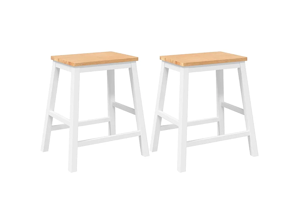 Barstoelen 2 st massief hout wit