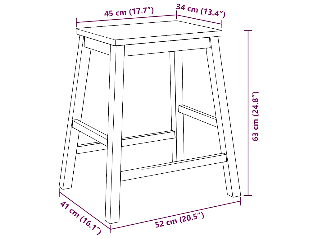 Barstoelen 2 st massief hout wit