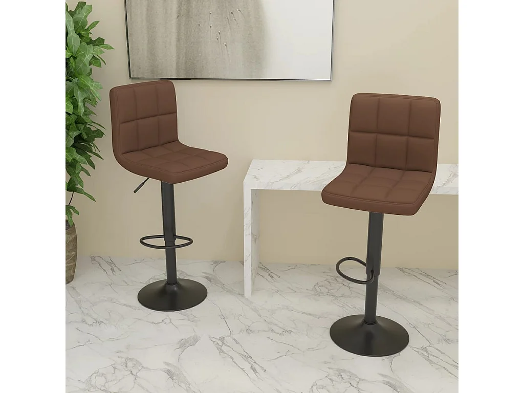 Tabourets de bar lot de 2 marron tissu