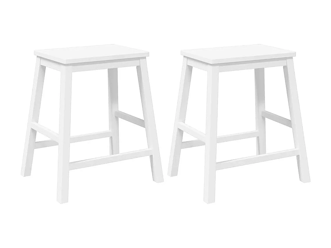 Barstühle 2 Stk. Weiß Massivholz Gummibaum