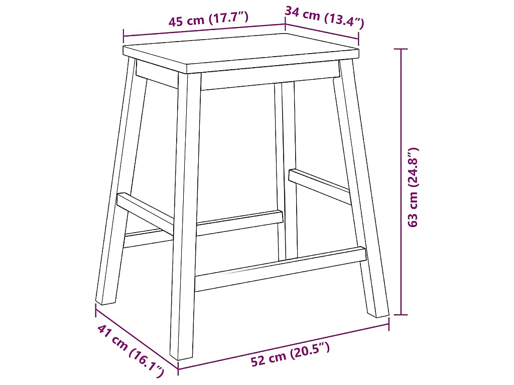 Barstoelen 2 st massief hout wit