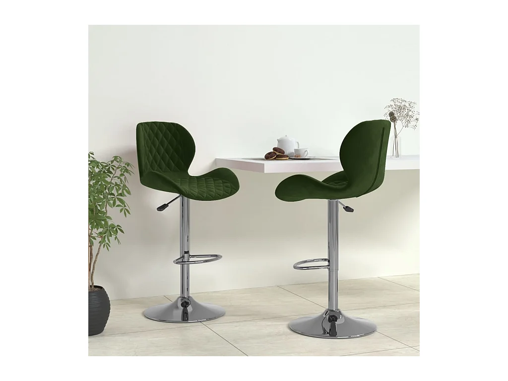 Tabourets de bar lot de 2 vert foncé velours