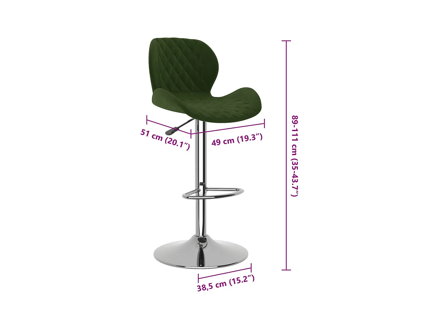 Tabourets de bar lot de 2 vert foncé velours