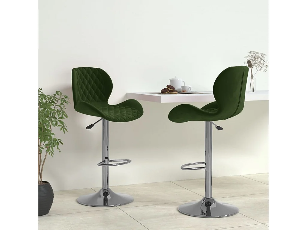 Tabourets de bar lot de 2 vert foncé velours