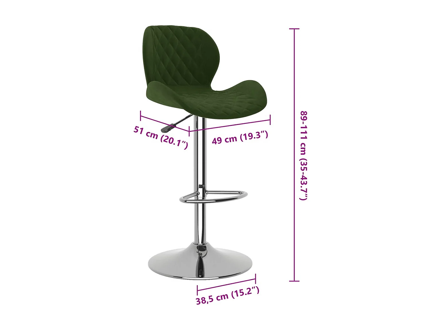 Tabourets de bar lot de 2 vert foncé velours