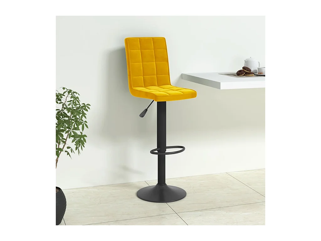 Tabouret de bar Jaune moutarde Velours