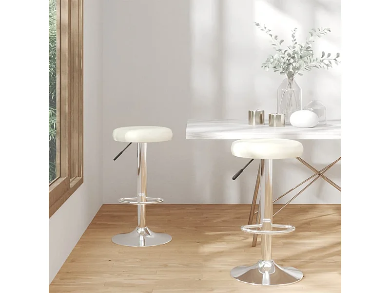 Tabourets de bar lot de 2 crème similicuir