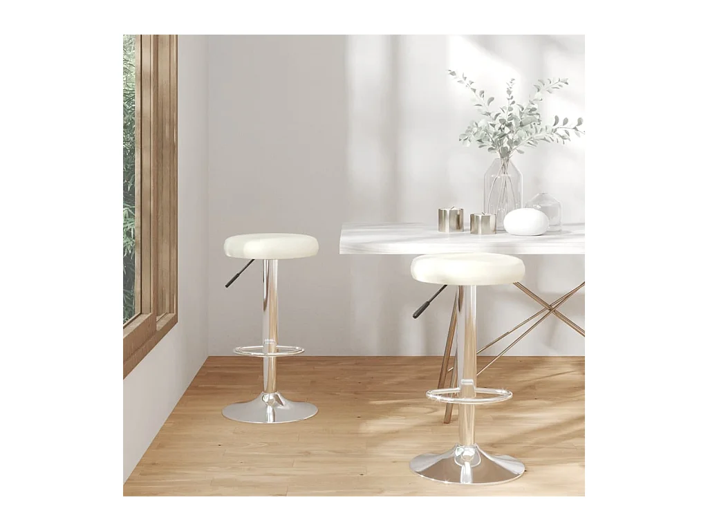 Tabourets de bar lot de 2 crème similicuir