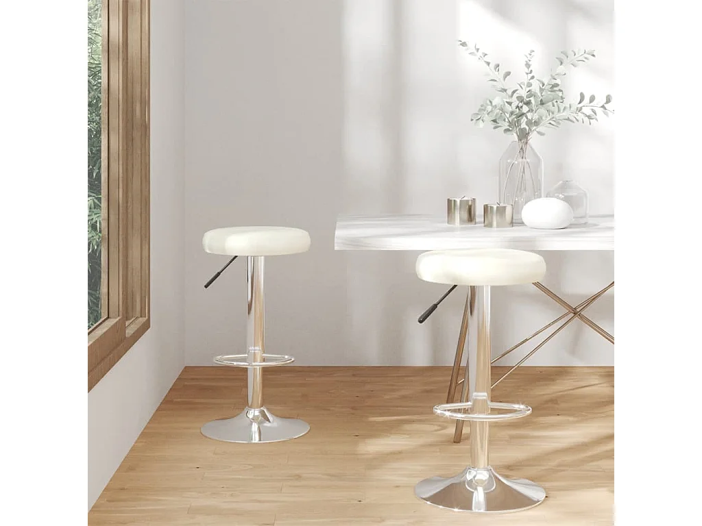 Tabourets de bar lot de 2 crème similicuir