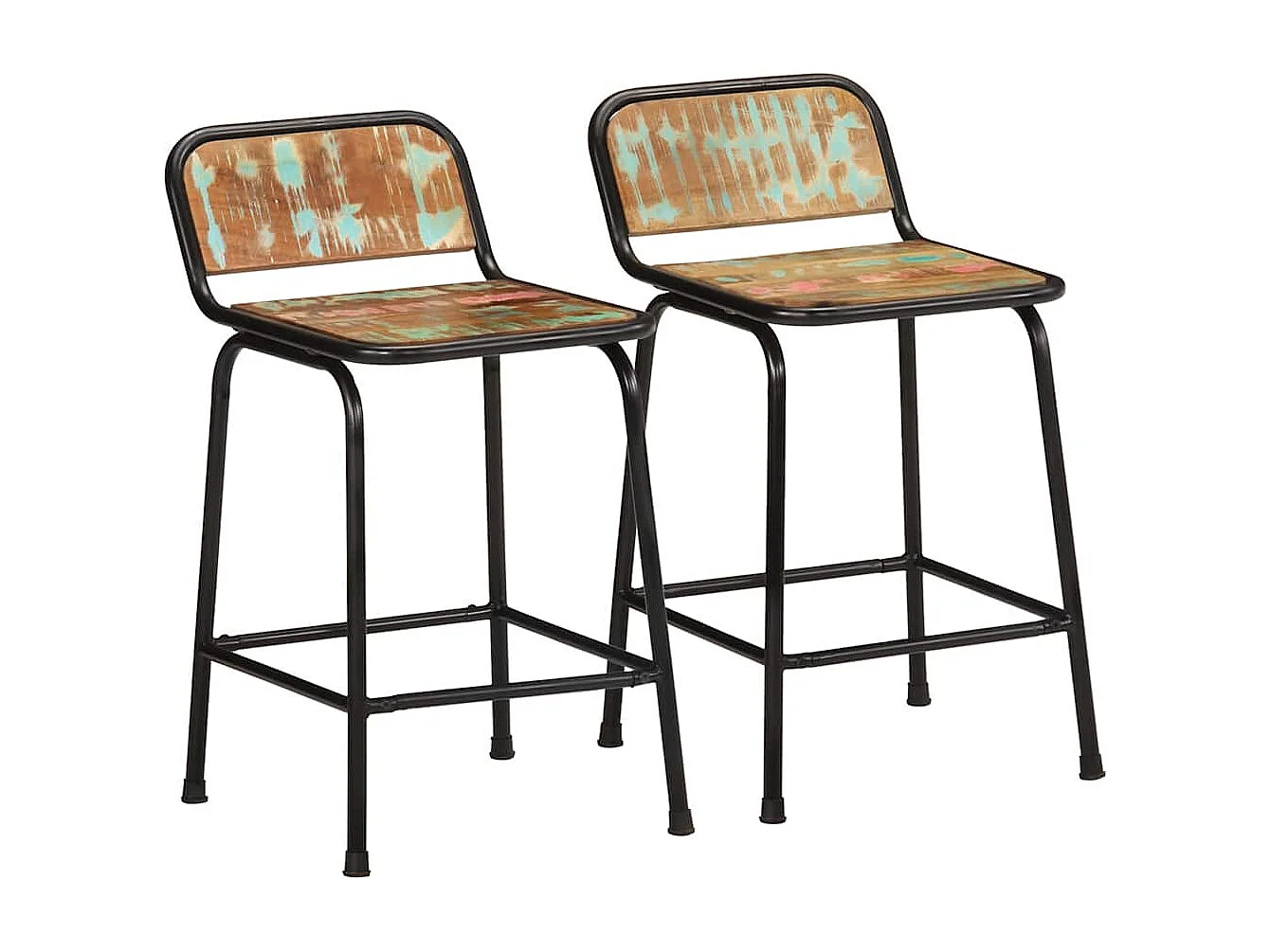 Barhocker 2 Stk. 46x35,5x70 cm Altholz Massivholz