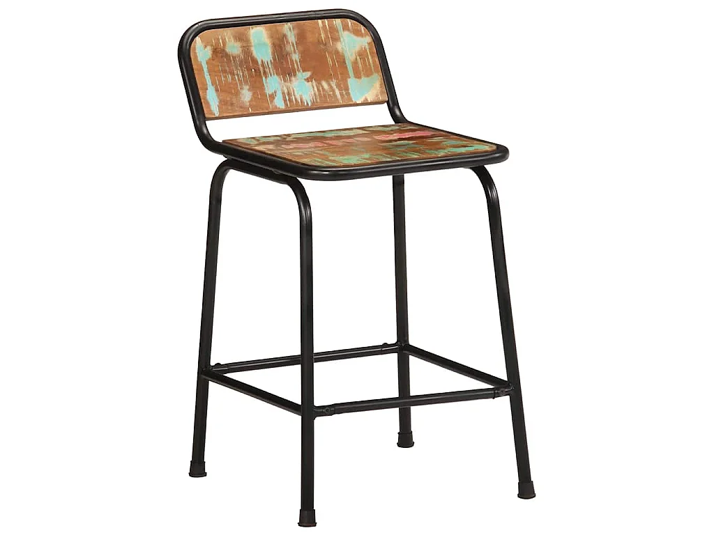 Barkrukken 2 st 46x35,5x70 cm massief gerecycled hout