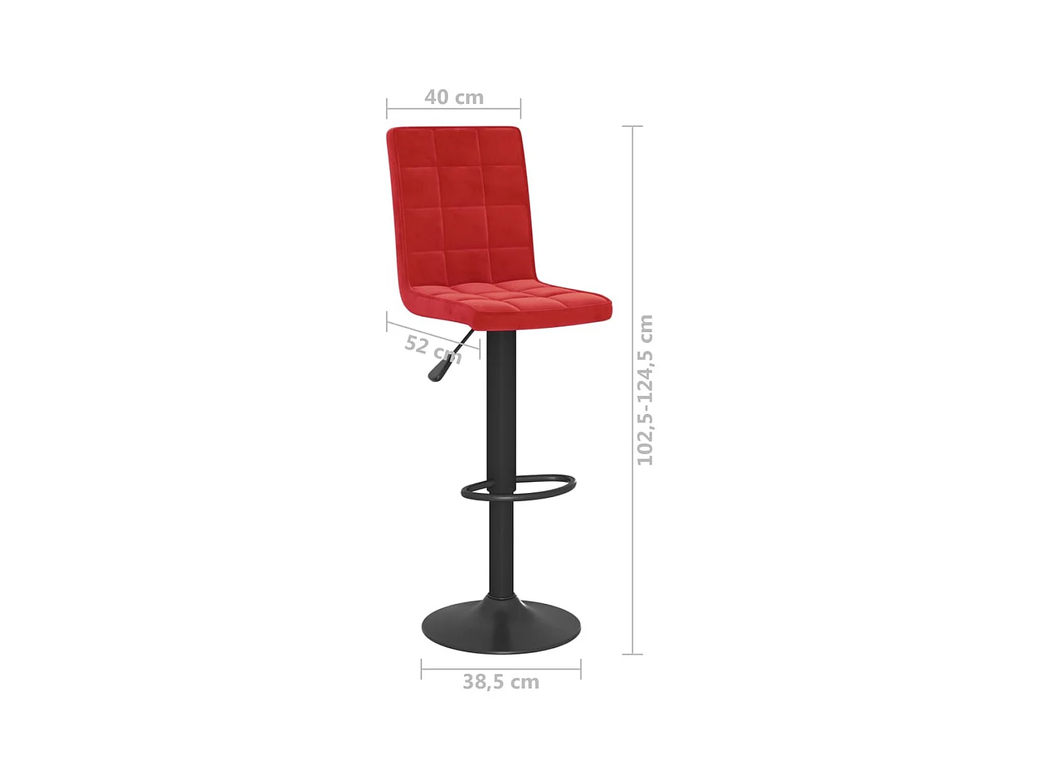 Tabourets de bar lot de 2 rouge bordeaux velours