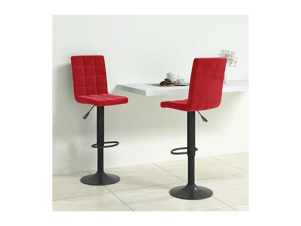 Tabourets de bar lot de 2 rouge bordeaux velours