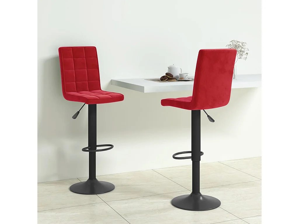 Tabourets de bar lot de 2 rouge bordeaux velours