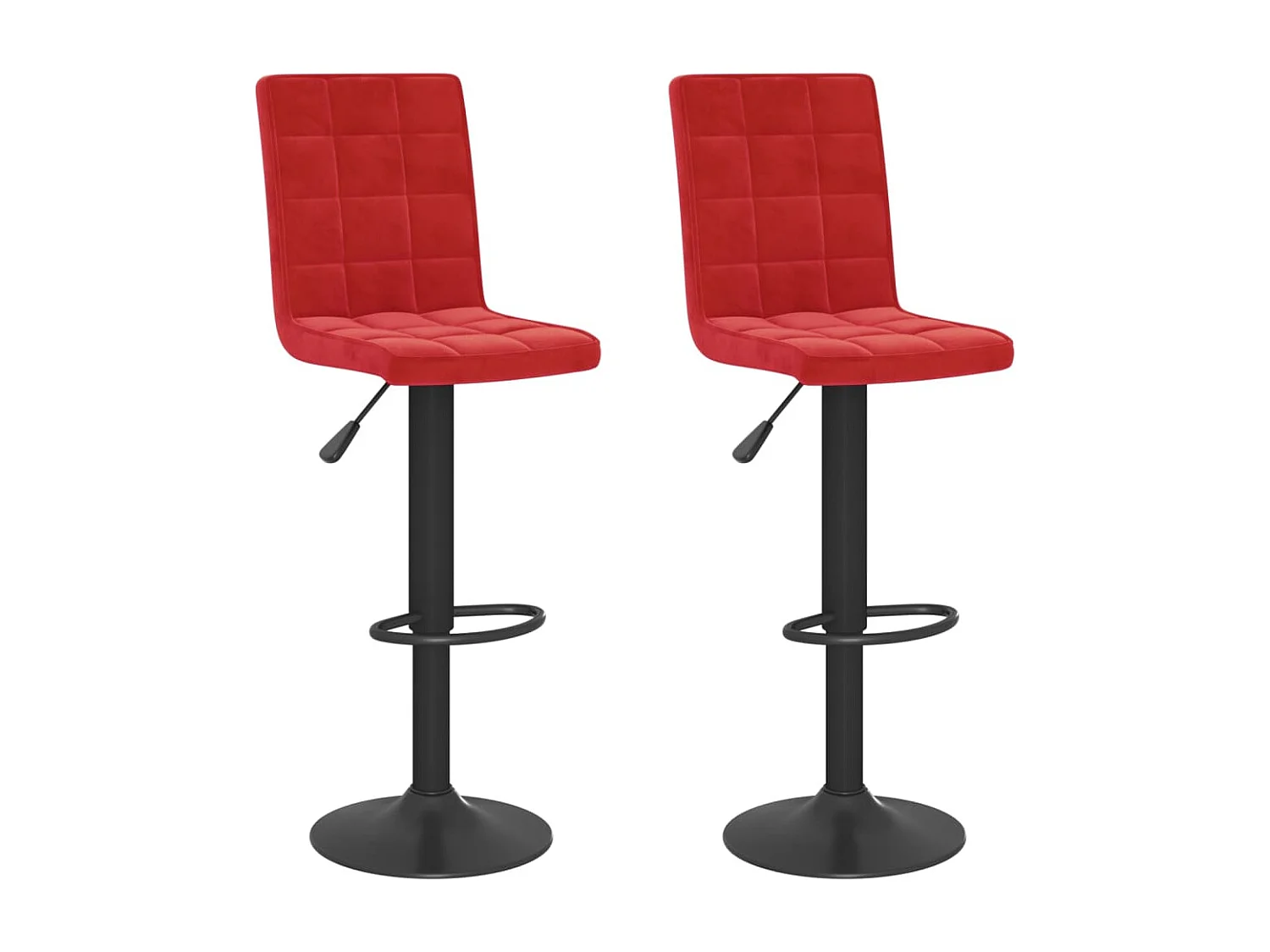 Tabourets de bar lot de 2 rouge bordeaux velours