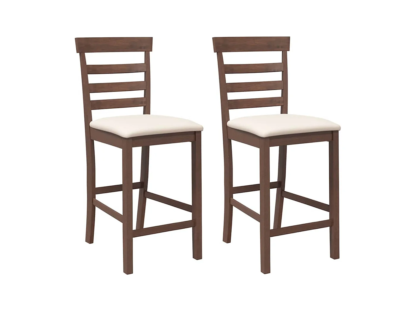 Sgabelli da Bar con Cuscini 2pz Marrone Legno Massello di Hevea