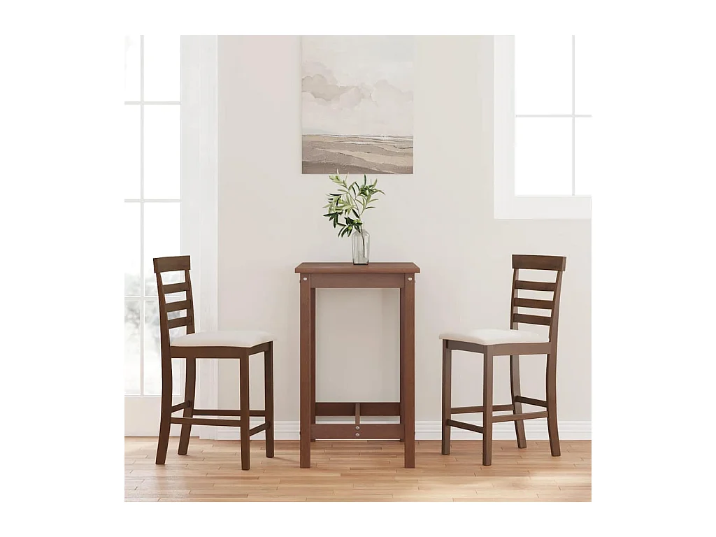 Tabourets de bar avec coussins 2 pcs marron bois massif d'hévéa