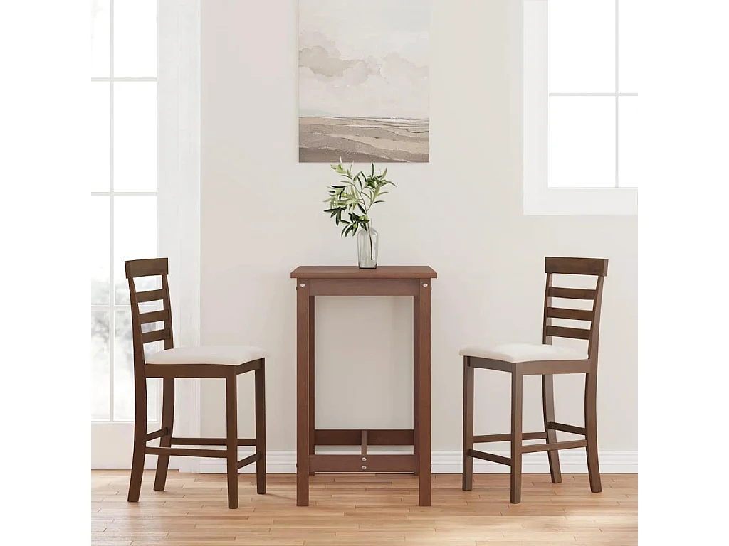 Barhocker mit Kissen 2 Stk. Braun Massivholz Gummibaum