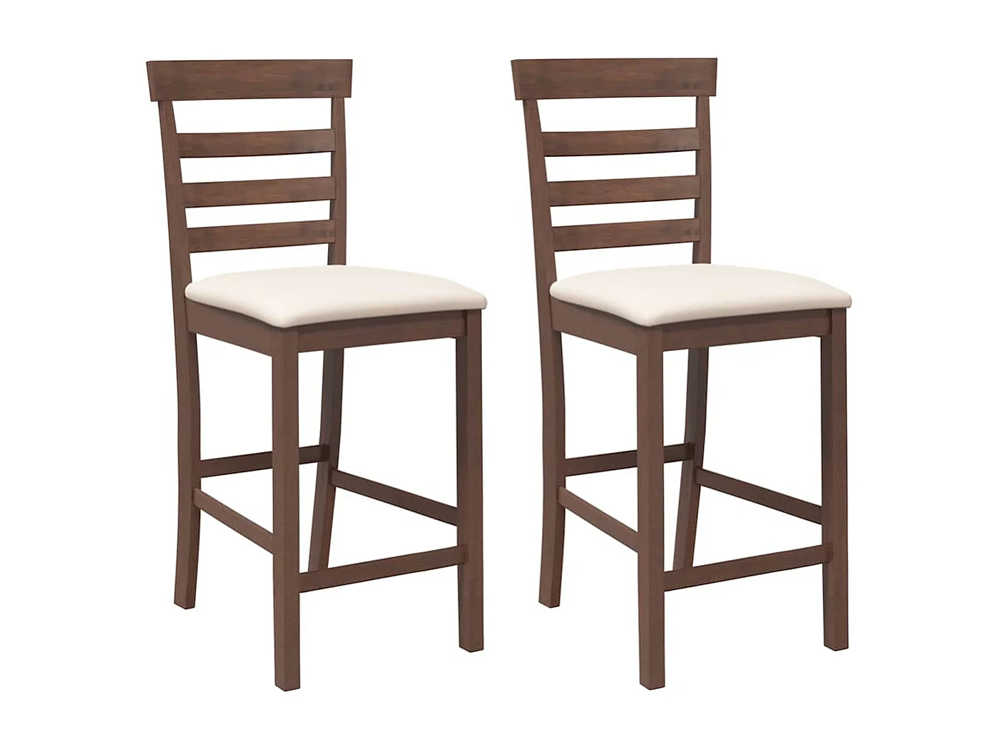 Barhocker mit Kissen 2 Stk. Braun Massivholz Gummibaum