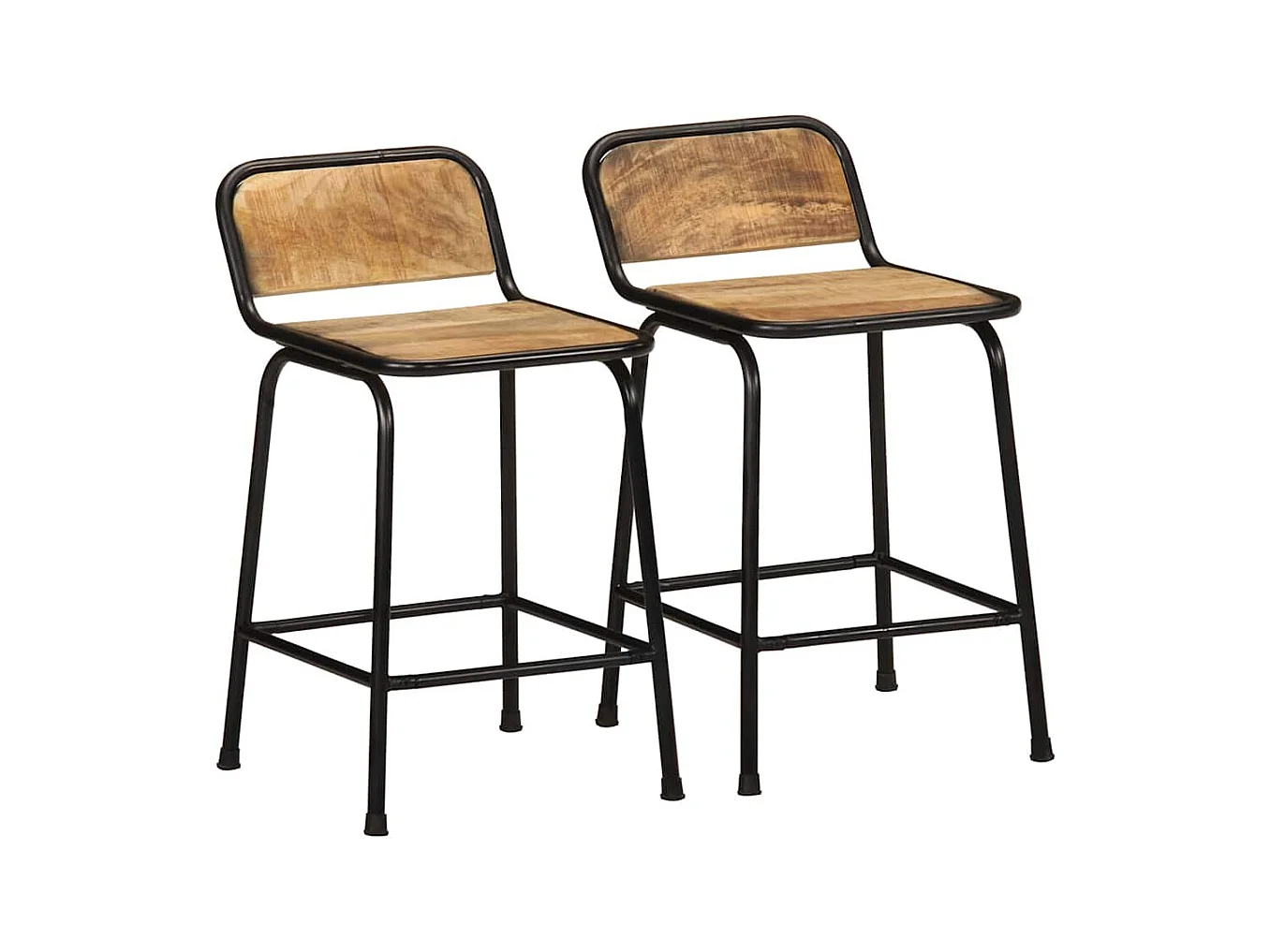 Tabourets de bar lot de 2 pcs bois massif manguier brut