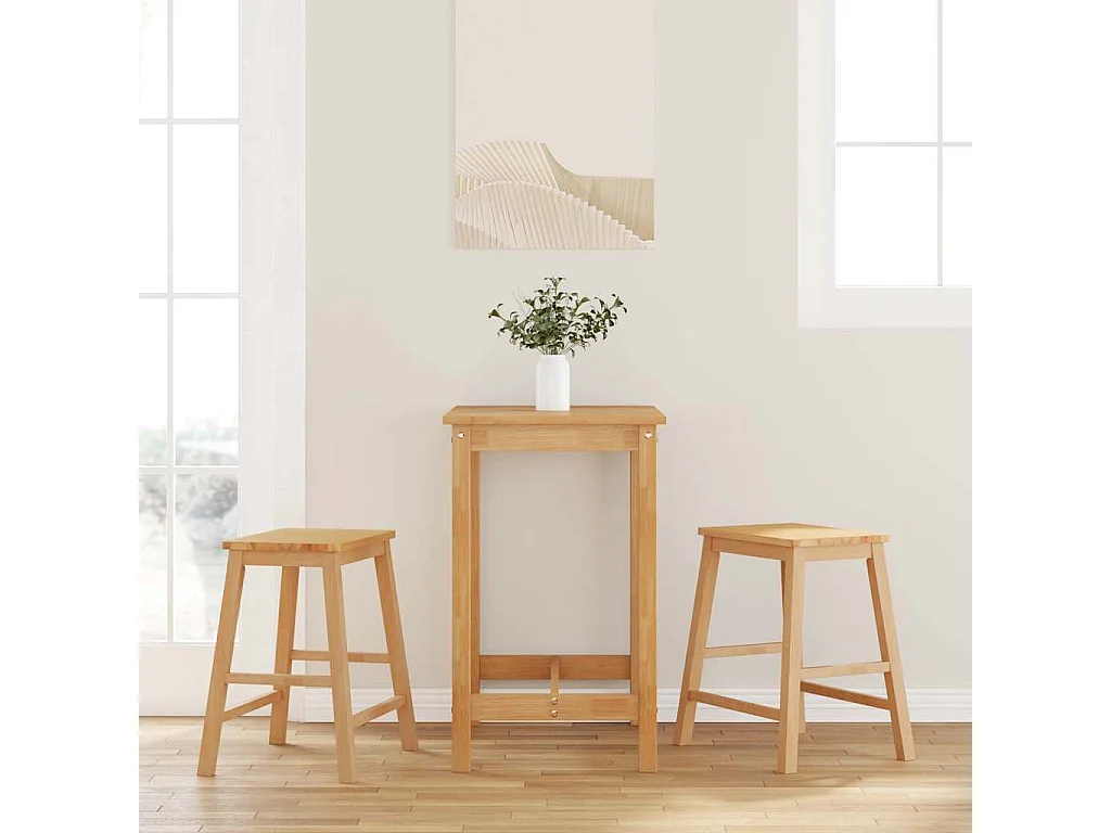 Barstoelen 2 st massief hout rubber