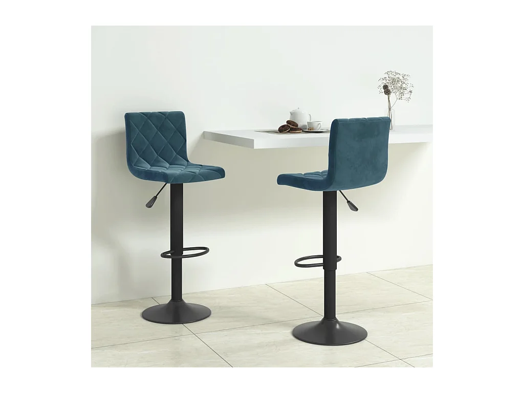 Tabourets de bar lot de 2 bleu velours