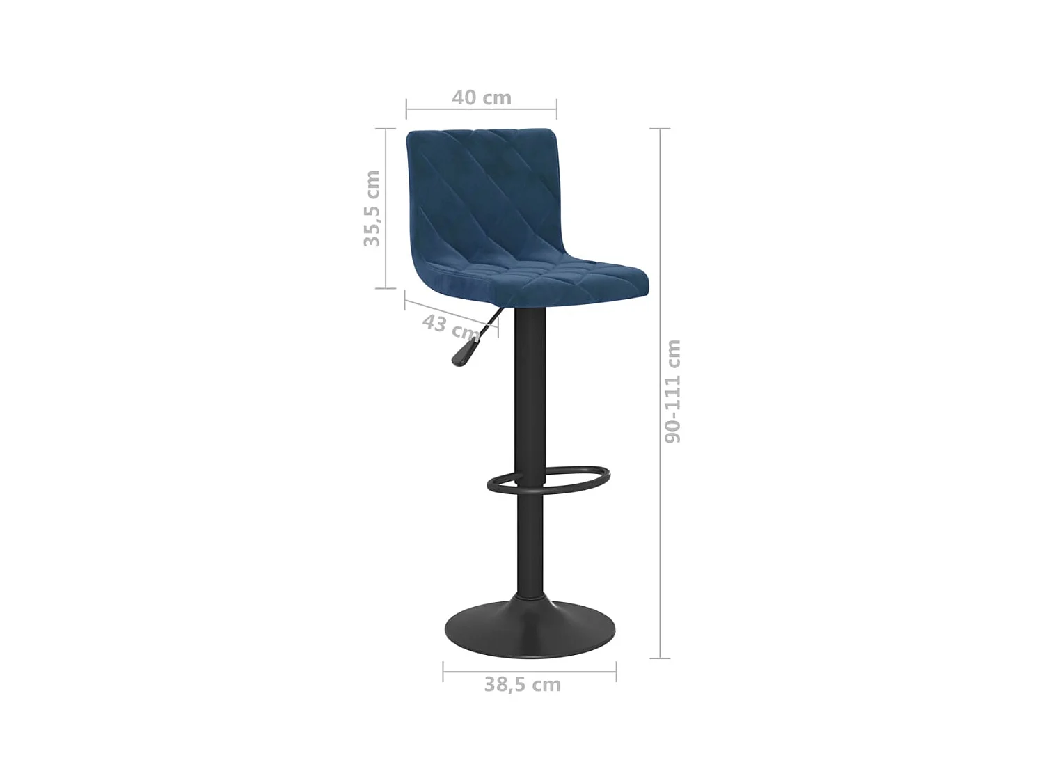 Tabourets de bar lot de 2 bleu velours