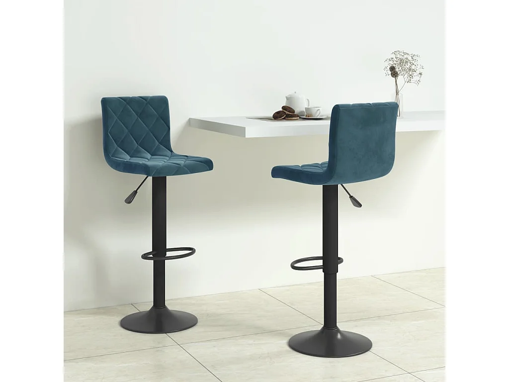 Tabourets de bar lot de 2 bleu velours