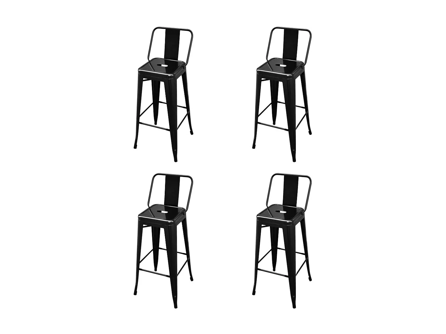 Barhocker 4 Stk. Schwarz Stahl