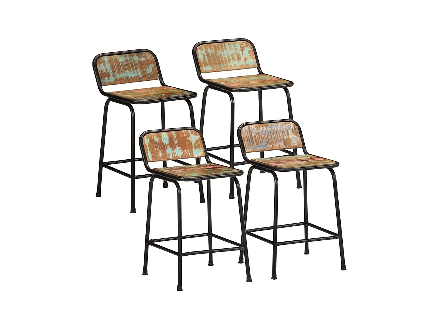 Tabourets de bar lot de 4 46x35,5x70cm bois massif récupération