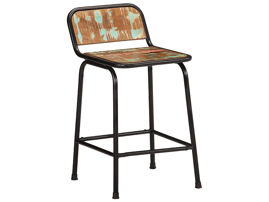 Taburetes de barra 4 uds 46x35,5x70 madera maciza reciclada