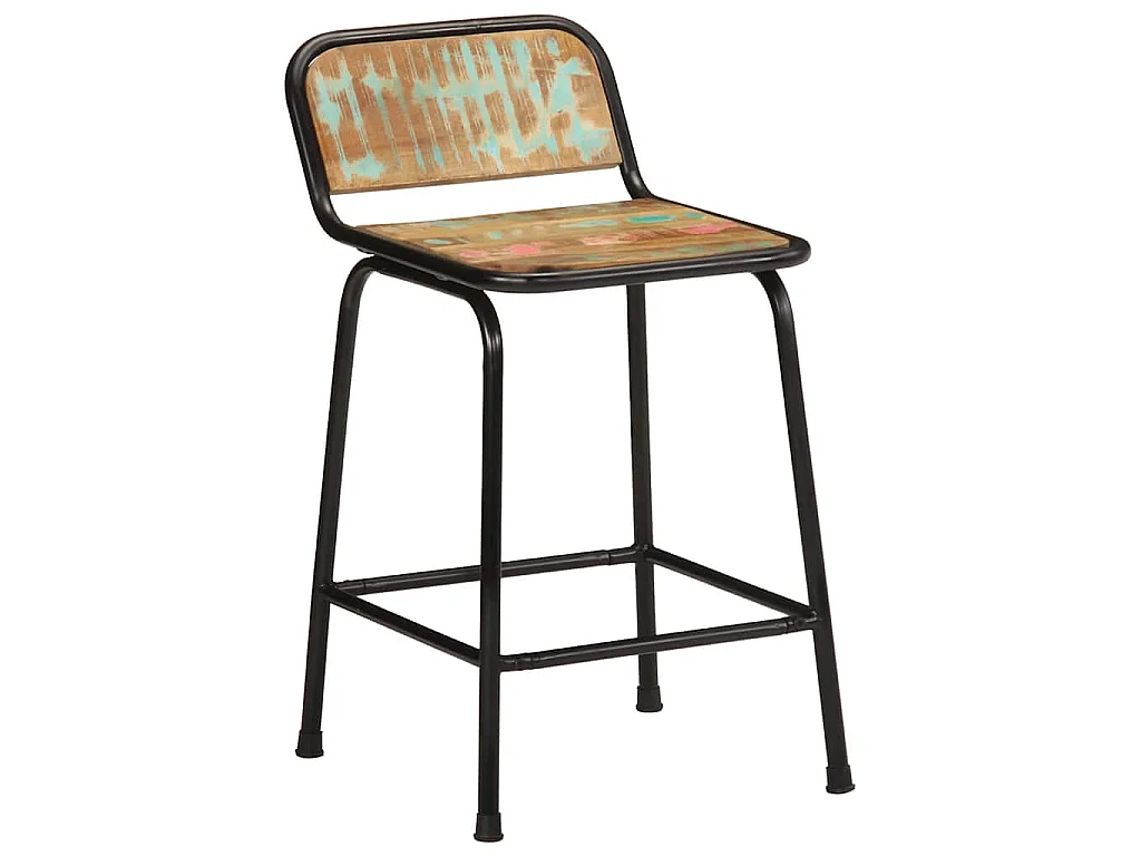 Taburetes de barra 4 uds 46x35,5x70 madera maciza reciclada