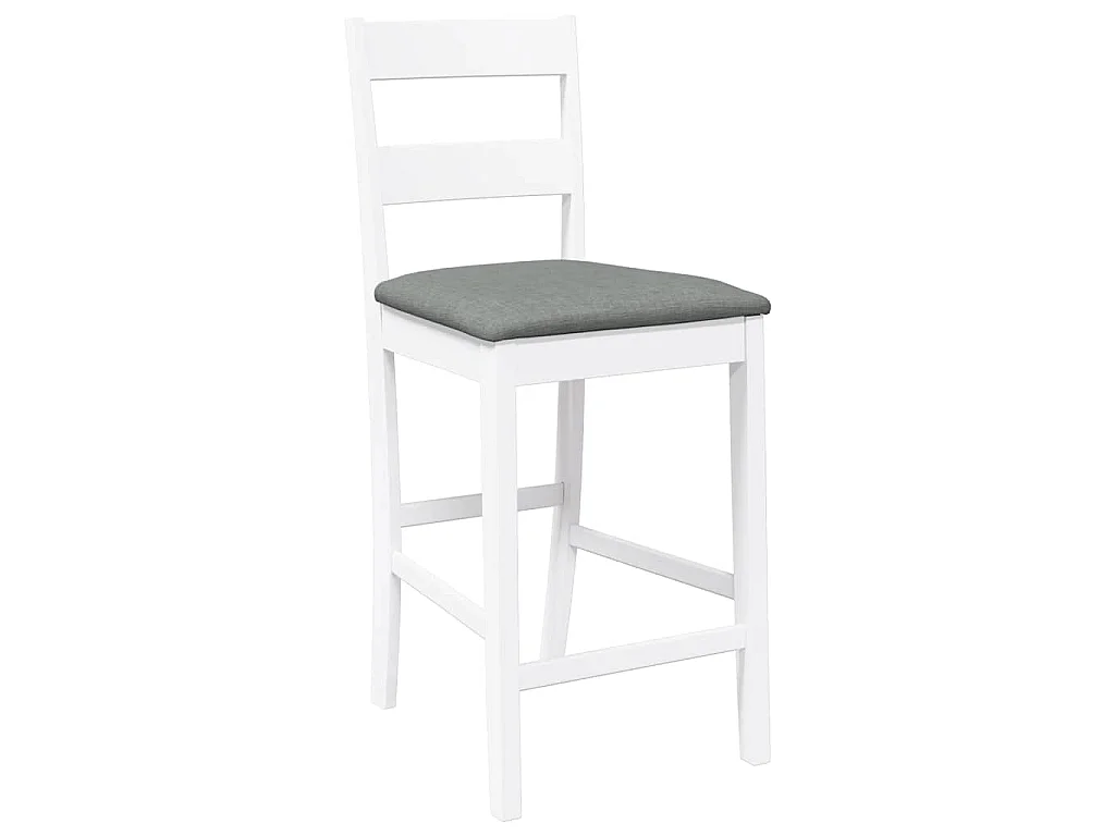 Sgabelli da Bar con Cuscini 2 pz Bianco Legno Massello di Hevea